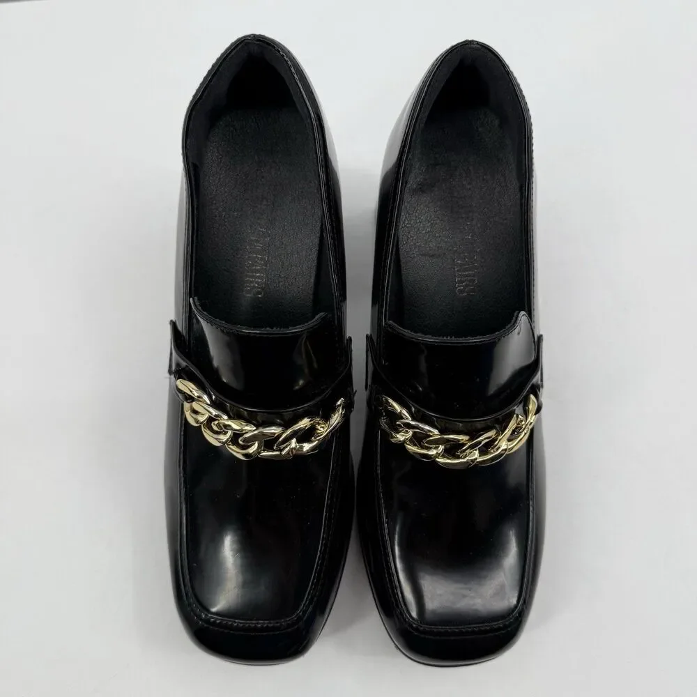 Dream Pairs Black Platform Loafers US 8.5 Chunky Academia Y2K Style Gothic